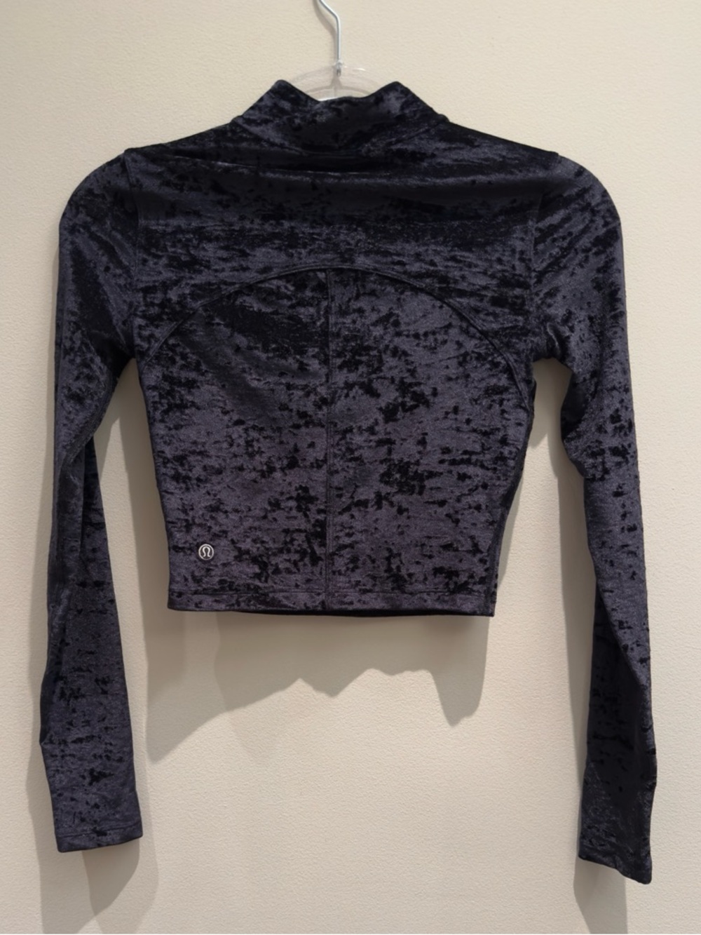 Lululemon All Aligned Mock Neck Long Sleeve Crushed Black Velvet Cropped Size 2